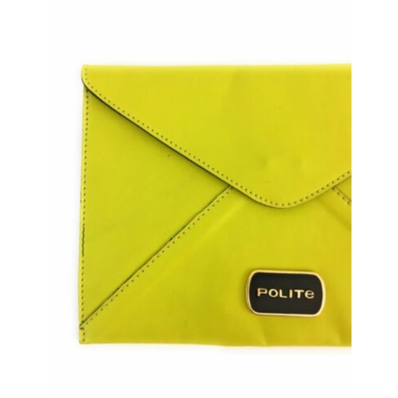 Polite Neon Lime Green Flat Envelope Pouch Clutch - Picture 2 of 6